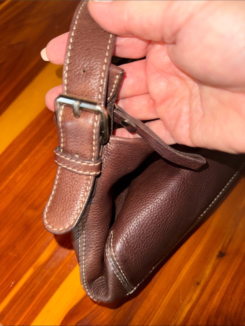 Fossil Dark Brown Pebbled Leather Shoulder Bag - Picture 5 of 5